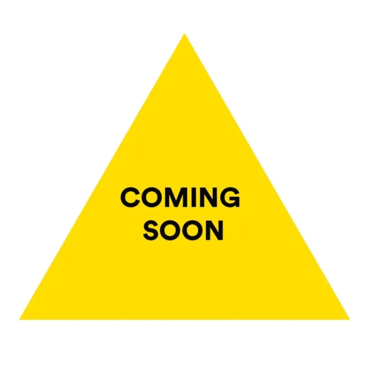 Gelbes Dreieck mit dem Schriftzug "coming soon"